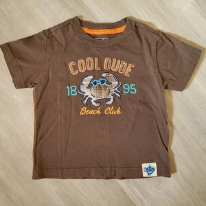 OshKosh Boys Brown Cool Dude Crab Short Sleeve Tee‎ Size 12M